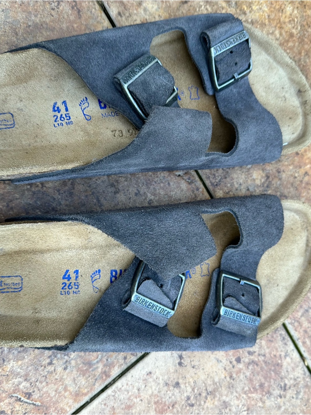 NWOT Birkenstock Men’s Arizona Suede Sandals — Charcoal Gray